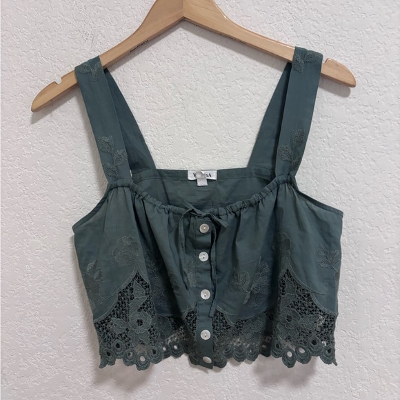 Vitamin A flora tank sea green beachside broderie - Picture 2 of 6